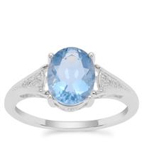 Colour Change Fluorite Ring with White Zircon in Sterling Silver 2.16cts