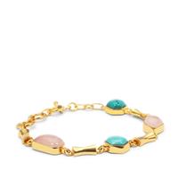 Lhasa Turquoise Bracelet with Rose Quartz in Gold Plated Sterling Silver 16cts