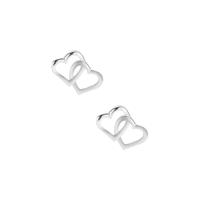 Rhodium Flash Sterling Silver Double Heart Earrings 1.90g