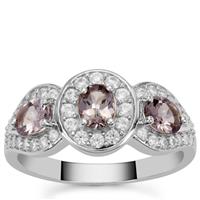 Mahenge Purple Spinel Ring with White Zircon in Sterling Silver 1.75cts