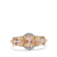 Padparadscha Oregon Sunstone Ring with White Zircon in 9K Gold 2.35cts