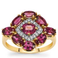 Comeria Garnet Ring with White Zircon in 9K Gold 3.05cts