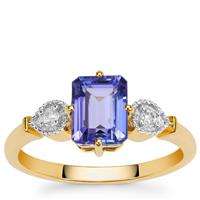 AAA Tanzanite Ring with White Zircon in 9K Gold 1.80cts