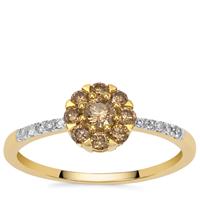 Cape Champagne Diamond Ring with White Diamonds in 9K Gold 0.51ct
