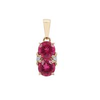 Nigerian Rubellite Pendant with White Zircon in 9K Gold 1.65cts