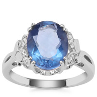 Baiyang Colour Change Fluorite Ring with White Zircon in Sterling Silver 4.26cts