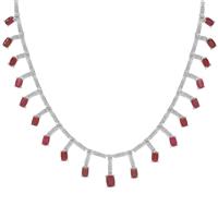 Malagasy Ruby Necklace with White Zircon in Sterling Silver 21.50cts (F)