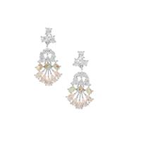 Aquaprase™, Rose Quartz Earrings with White Zircon in Sterling Silver 6.45cts
