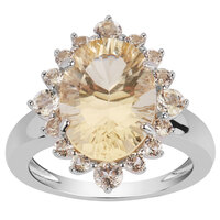 Yellow Sunstone & White Topaz Ring in Sterling Silver  ATGW 5.86cts