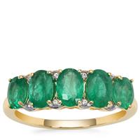 Kafubu Emerald Ring with White Zircon in 9K Gold 2.05cts