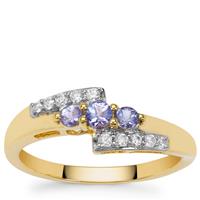 AA Tanzanite Ring with White Zircon in 9K Gold 0.45ct