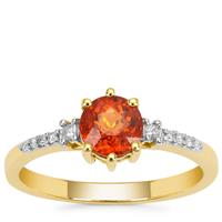 Mandarin Garnet Ring with Diamond in 18K Gold 1.25cts