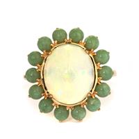 Ethiopian Opal Ring with Burmese Jadeite in 9K Gold 5.15cts