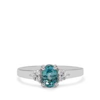 Ratanakiri Blue Zircon Ring with White Zircon in Sterling Silver 1.30cts