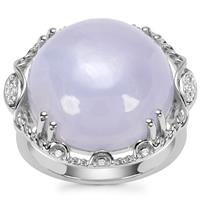 Blue Lace Agate Ring with White Zircon in Sterling Silver 14.10cts