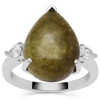 Grossular Ring with White Zircon in Sterling Silver 12.10cts