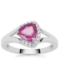 Ilakaka Hot Pink Sapphire Ring with White Zircon in Sterling Silver 1.80cts