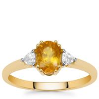 Bang Kacha Yellow Sapphire Ring with White Zircon in 9K Gold 1.30cts