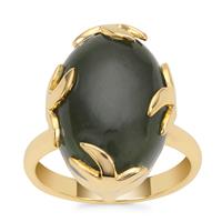 Nephrite Jade Ring in Gold Plated Sterling Silver 13cts