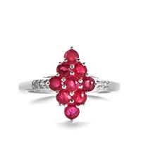 Montepuez Ruby Ring with White Zircon in Sterling Silver 1.41cts