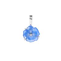 Blue Chalcedony Flower Pendant in Sterling Silver 5.41cts