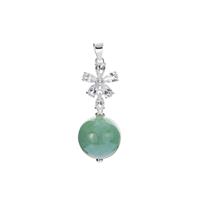 Burmese Jadeite Pendant with White Topaz in Sterling Silver 22.40cts