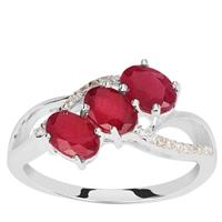 Luc Yen Ruby Ring with White Zircon in Sterling Silver 2.15cts