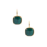 Malachite Earrings in Gold Tone Sterling Silver 18.50cts