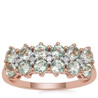 Nigerian Emerald Ring with Diamond in 9K Rose Gold 1.20cts