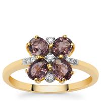 Burmese Purple Spinel Ring with White Zircon in 9K Gold 1.90cts