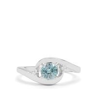 Ratanakiri Blue Zircon Ring with White Zircon in Sterling Silver 1cts
