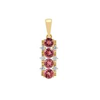 Congo Pink Tourmaline Pendant with White Zircon in 9K Gold 1.10cts