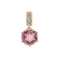 Wobito Snowflake Cut Patroke Topaz Pendant with White Zircon in 9K Gold 6cts