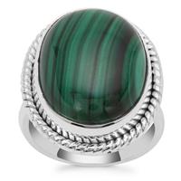 Malachite Ring in Sterling Silver 20cts