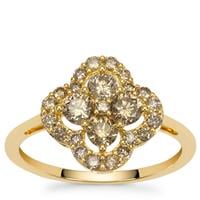 Cape Champagne Diamond Ring in 9K Gold 1cts