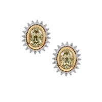 Csarite® Earrings with White Zircon in 9K Gold 2.25cts