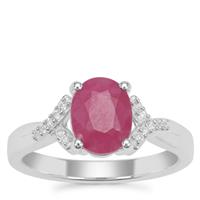 John Saul Ruby Ring with White Zircon in Sterling Silver 2.50cts