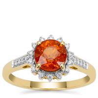 Mandarin Garnet Ring with Diamond in 18K Gold 2.20cts