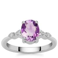 Moroccan Amethyst Ring with White Zircon in Sterling Silver 1.70cts