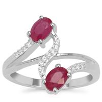 John Saul Ruby Ring with White Zircon in Sterling Silver 1.45cts