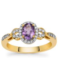 Purple Sapphire Ring with Diamonds in 18K Gold 1.10cts