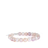 Naturally Papaya and Lavender Cultured Pearl Sterling Silver Bracelet (8mm)