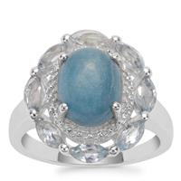 Thor Blue Quartz Ring with Sky Blue Topaz in Sterling Silver 3.83cts