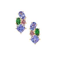 Multi Colour Gemstones Earrings in 9K Gold 2.95cts