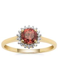 Umba Valley Red Zircon Ring with White Zircon in 9K Gold 1.40cts