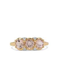 Cherry Blossom™ Morganite Ring with White Zircon in 9K Gold 1.25cts