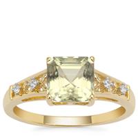  Asscher Cut Csarite® Ring with White Zircon in 9K Gold 2.05cts