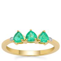 Panjshir Emerald Ring with Diamond in 18K Gold 0.70ct