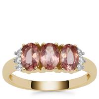 Rosé Apatite Ring with White Zircon in 9K Gold 1.40cts