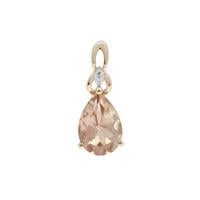 Padparadscha Oregon Sunstone Pendant with White Zircon in 9K Gold 1.79cts